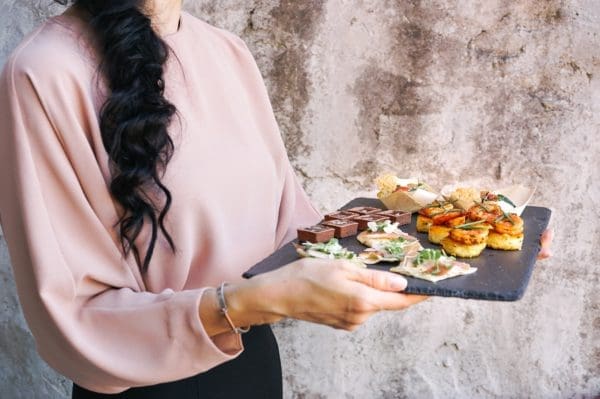 Event staff serve food
